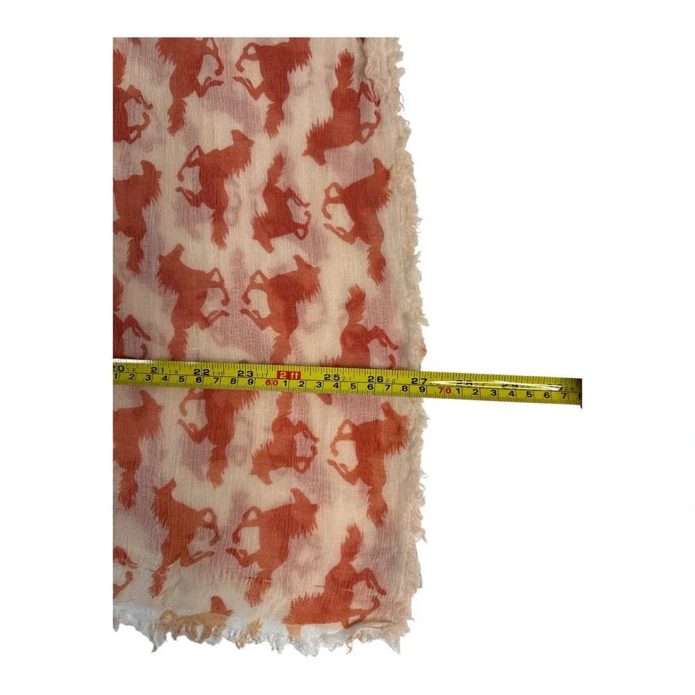 Unbranded Horse Print Scarf Womens OS Orange Excellent Quiet Luxury Preppy